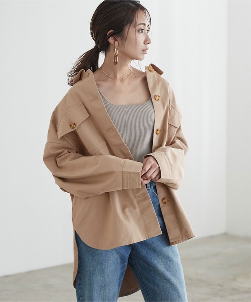 titivate（ティティベイト）の「ｵｰﾊﾞｰｻｲｽﾞｼｬﾂ/ｼﾞｬｹｯﾄ（シャツ/ブラウス・レディース・ベージュ/アイボリー/ライトカーキ・M）」の22枚目の写真