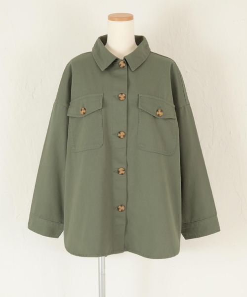 titivate（ティティベイト）の「ｵｰﾊﾞｰｻｲｽﾞｼｬﾂ/ｼﾞｬｹｯﾄ（シャツ/ブラウス・レディース・ベージュ/アイボリー/ライトカーキ・M）」の14枚目の写真