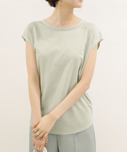 DouDou(ドゥドゥ)の「フレンチT(Tシャツ/カットソー・レディース・オフホワイト/ミント/グレー系その他/グレイッシュベージュ/ライトベージュ/チャコールグレー・SMALL/MEDIUM)」の6枚目の写真