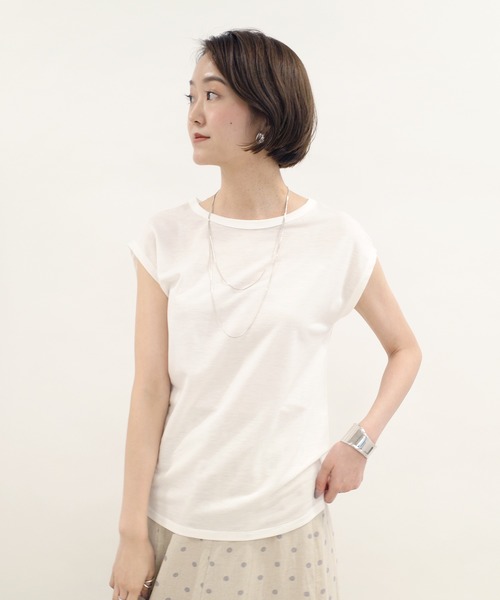 DouDou(ドゥドゥ)の「フレンチT(Tシャツ/カットソー・レディース・オフホワイト/ミント/グレー系その他/グレイッシュベージュ/ライトベージュ/チャコールグレー・SMALL/MEDIUM)」の10枚目の写真