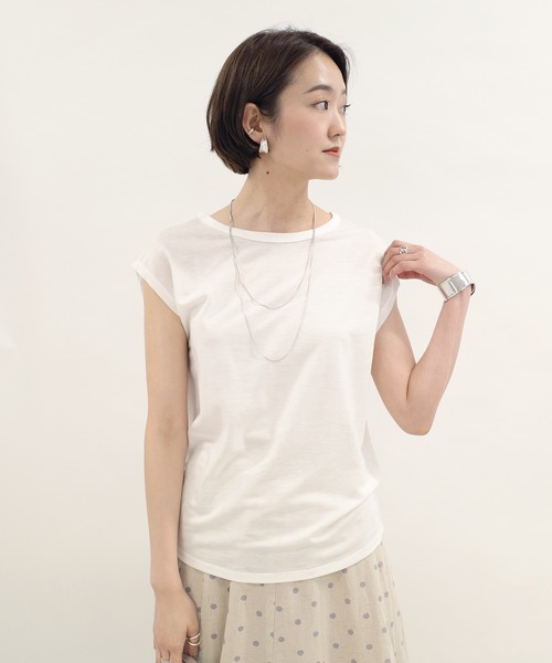 DouDou(ドゥドゥ)の「フレンチT(Tシャツ/カットソー・レディース・オフホワイト/ミント/グレー系その他/グレイッシュベージュ/ライトベージュ/チャコールグレー・SMALL/MEDIUM)」の21枚目の写真