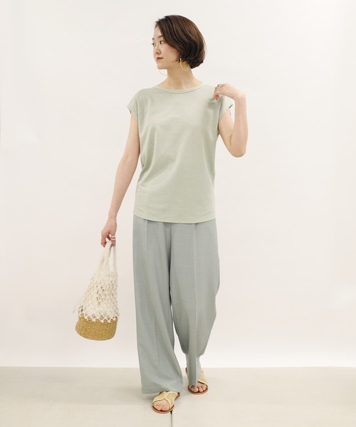 DouDou(ドゥドゥ)の「フレンチT(Tシャツ/カットソー・レディース・オフホワイト/ミント/グレー系その他/グレイッシュベージュ/ライトベージュ/チャコールグレー・SMALL/MEDIUM)」の9枚目の写真