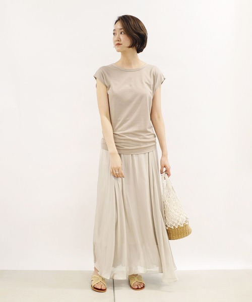 DouDou(ドゥドゥ)の「フレンチT(Tシャツ/カットソー・レディース・オフホワイト/ミント/グレー系その他/グレイッシュベージュ/ライトベージュ/チャコールグレー・SMALL/MEDIUM)」の11枚目の写真