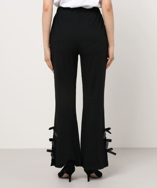 WEGO（ウィゴー）の「WEGO/リボンリブフレアパンツ（スラックス・レディース・ブラック・FREE）」の3枚目の写真
