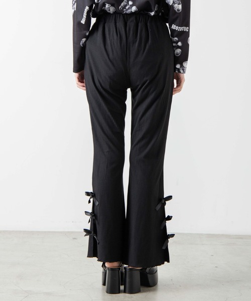 WEGO（ウィゴー）の「WEGO/リボンリブフレアパンツ（スラックス・レディース・ブラック・FREE）」の5枚目の写真