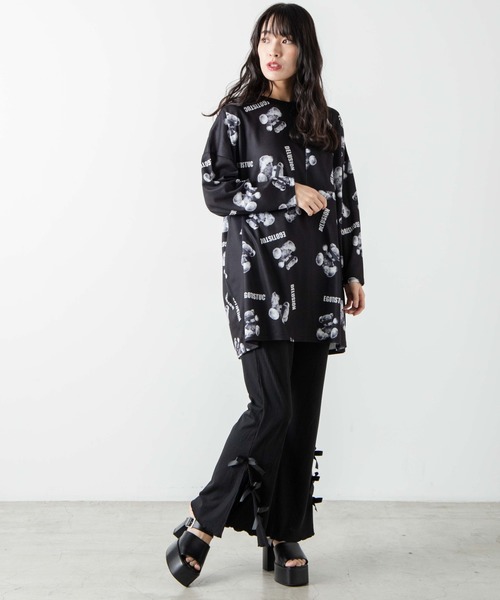 WEGO（ウィゴー）の「WEGO/リボンリブフレアパンツ（スラックス・レディース・ブラック・FREE）」の10枚目の写真