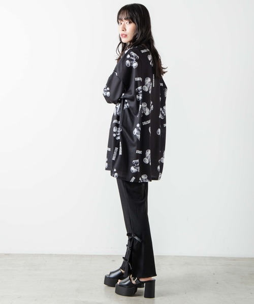 WEGO（ウィゴー）の「WEGO/リボンリブフレアパンツ（スラックス・レディース・ブラック・FREE）」の8枚目の写真