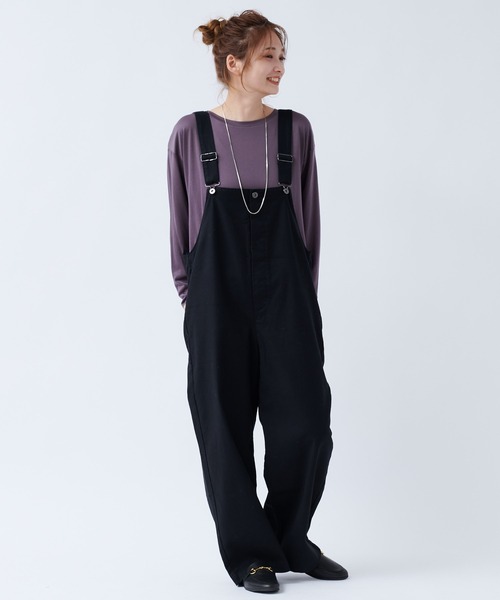 DouDou（ドゥドゥ）の「ツイルオーバーオール（ワンピース・レディース・ブラック/ベージュ・FREE）」の19枚目の写真