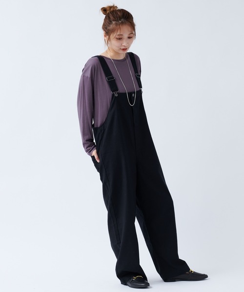 DouDou（ドゥドゥ）の「ツイルオーバーオール（ワンピース・レディース・ブラック/ベージュ・FREE）」の21枚目の写真