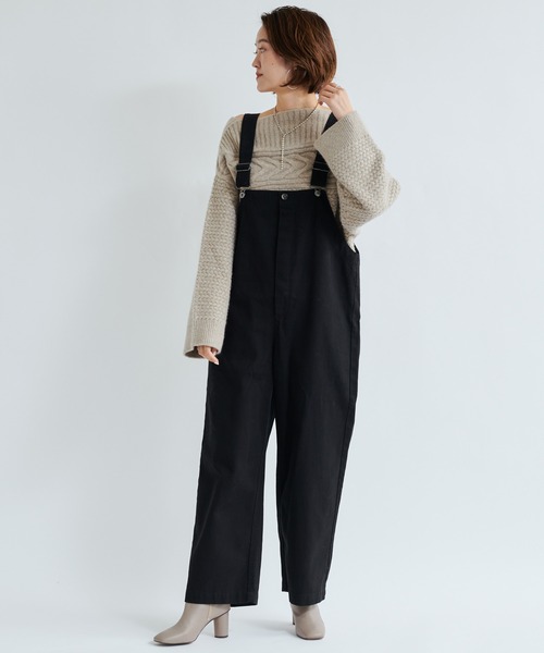 DouDou（ドゥドゥ）の「ツイルオーバーオール（ワンピース・レディース・ブラック/ベージュ・FREE）」の7枚目の写真