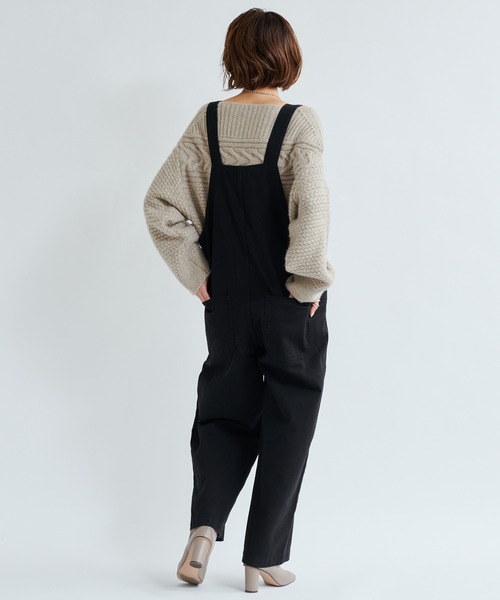 DouDou（ドゥドゥ）の「ツイルオーバーオール（ワンピース・レディース・ブラック/ベージュ・FREE）」の10枚目の写真