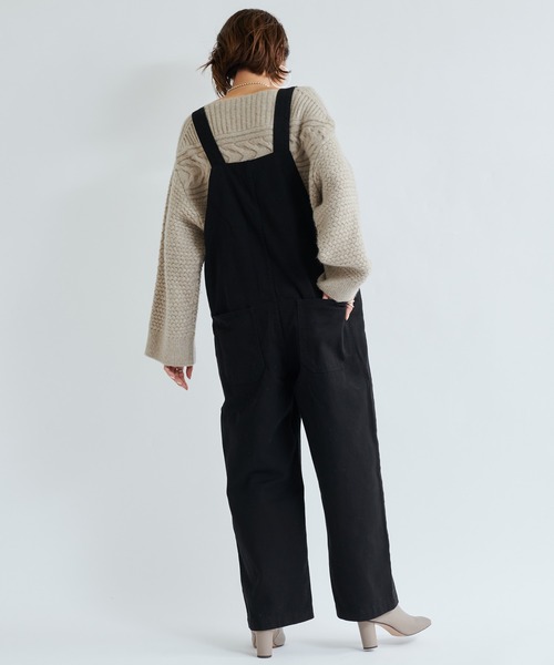 DouDou（ドゥドゥ）の「ツイルオーバーオール（ワンピース・レディース・ブラック/ベージュ・FREE）」の11枚目の写真