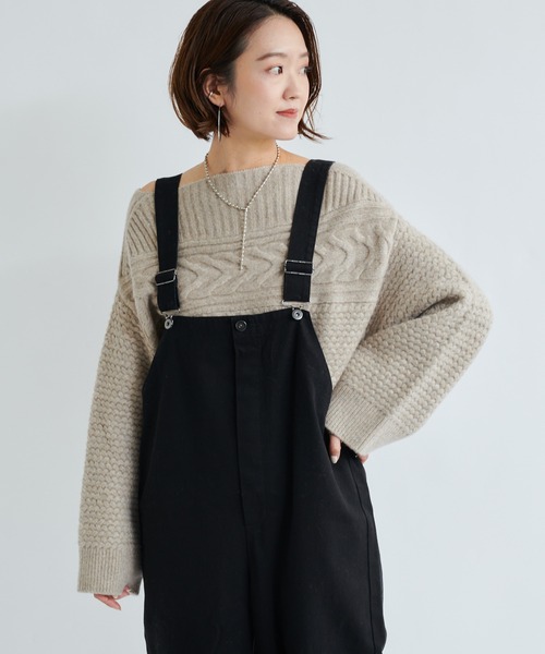 DouDou（ドゥドゥ）の「ツイルオーバーオール（ワンピース・レディース・ブラック/ベージュ・FREE）」の13枚目の写真