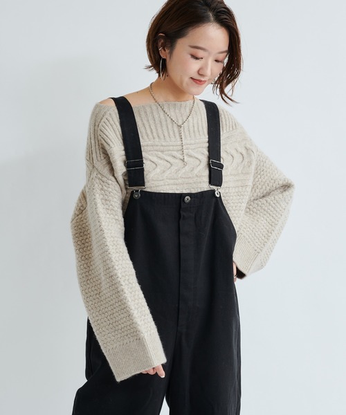 DouDou（ドゥドゥ）の「ツイルオーバーオール（ワンピース・レディース・ブラック/ベージュ・FREE）」の14枚目の写真