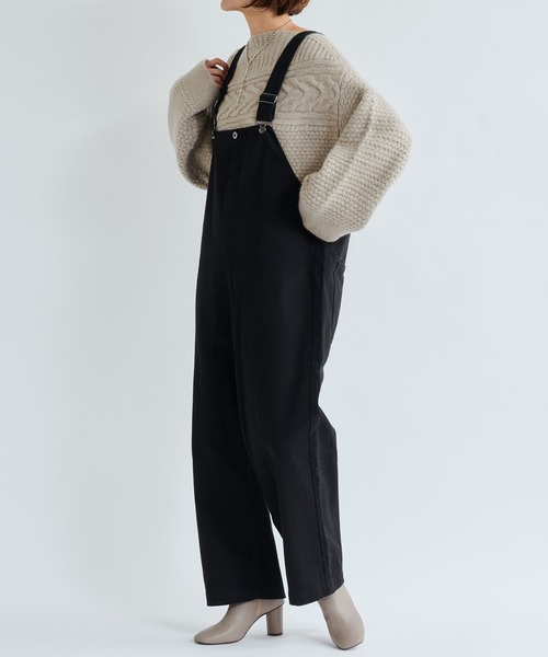 DouDou（ドゥドゥ）の「ツイルオーバーオール（ワンピース・レディース・ブラック/ベージュ・FREE）」の12枚目の写真