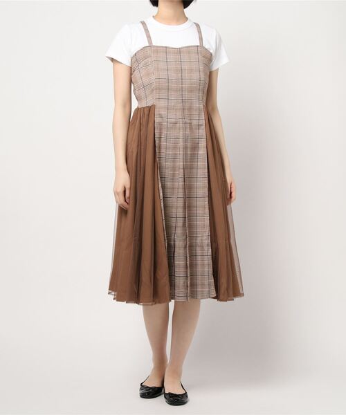 one way（ワンウェイ）の「バックレースアップサイドチュールジャンスカ（ジャンパースカート・レディース・ダークブルー/ダークブラウン/ライトブラウン・FREE）」の8枚目の写真