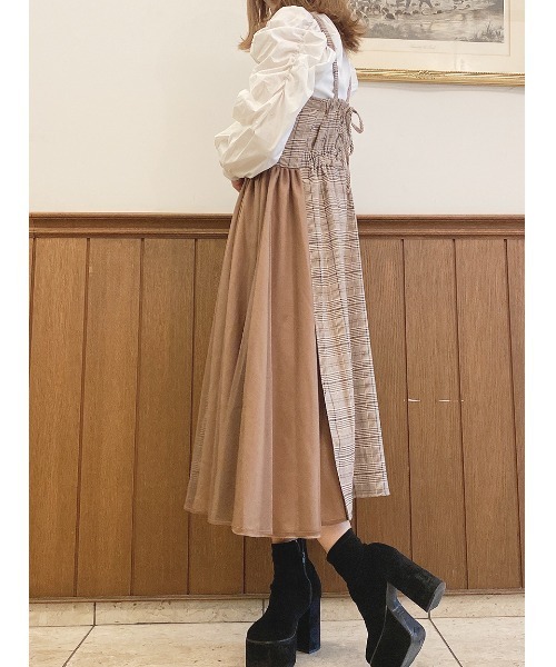 one way（ワンウェイ）の「バックレースアップサイドチュールジャンスカ（ジャンパースカート・レディース・ダークブルー/ダークブラウン/ライトブラウン・FREE）」の11枚目の写真