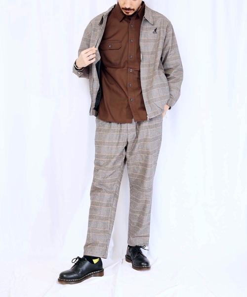KANGOL(カンゴール)の「【KANGOL/カンゴール】グレンチェックパンツ タックテーパードパンツ ワイドパンツ(その他パンツ・メンズ・ブラウン/グレー・MEDIUM/LARGE/X-LARGE)」の5枚目の写真