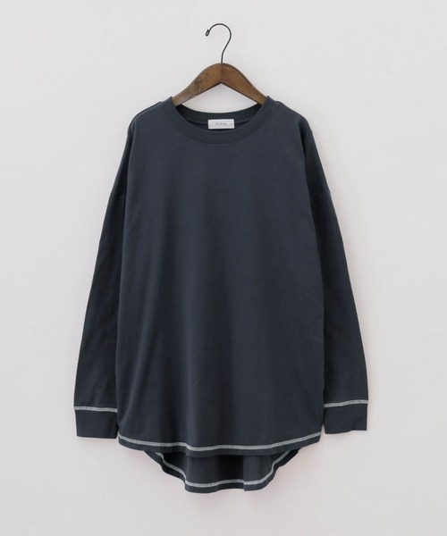 forksy.（フォルクシー）の「【forksy.】ステッチ配色コットンレイヤード2wayロングTシャツ/半袖Tシャツ（Tシャツ/カットソー・レディース・イエロー/グリーン/ダークグレー/ホワイト系その他/ベージュ系その他・FREE）」の16枚目の写真