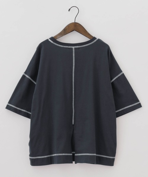forksy.（フォルクシー）の「【forksy.】ステッチ配色コットンレイヤード2wayロングTシャツ/半袖Tシャツ（Tシャツ/カットソー・レディース・イエロー/グリーン/ダークグレー/ホワイト系その他/ベージュ系その他・FREE）」の19枚目の写真
