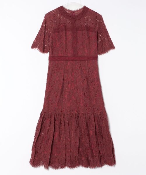 DRESS LAB(ドレスラボ)の「【結婚式/オケージョンドレス】はしごレースミモレ丈ワンピース(ドレス・レディース・ブラック/ボルドー/ピンクベージュ・S/M/L)」の5枚目の写真