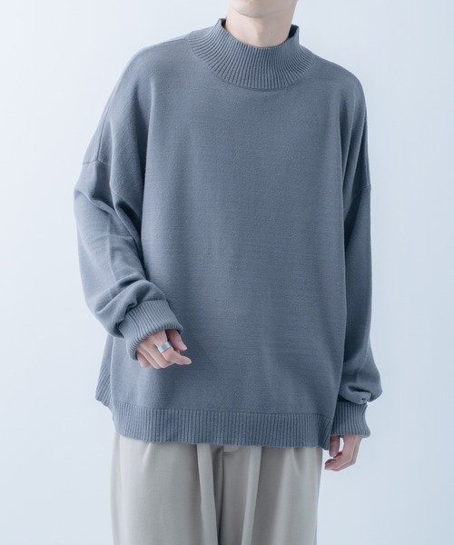 epnok（エプノック）の「モックネックルーズニット（ニット/セーター・メンズ・グレイッシュベージュ/レッド/グレイッシュブルー/ライトブラウン・MEDIUM/LARGE）」の3枚目の写真