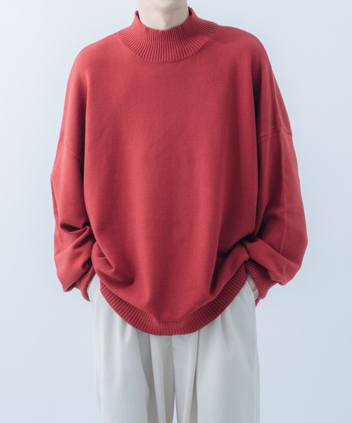 epnok（エプノック）の「モックネックルーズニット（ニット/セーター・メンズ・グレイッシュベージュ/レッド/グレイッシュブルー/ライトブラウン・MEDIUM/LARGE）」の4枚目の写真