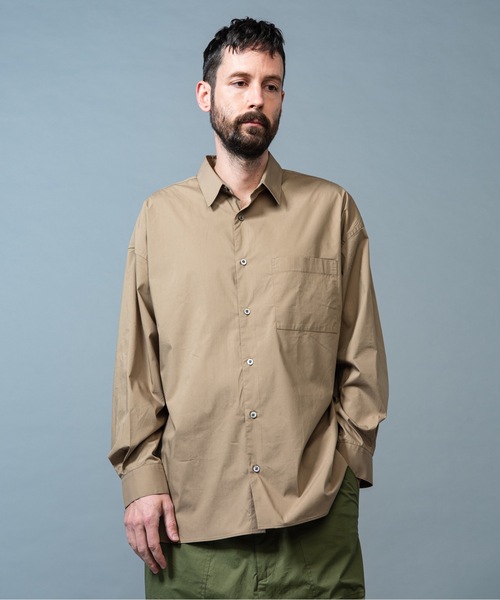 MR.OLIVE(ミスターオリーブ)の「【セットアップ対応】エアファイバークロス / オーバーサイズ シャツ(シャツ/ブラウス・メンズ・チャコールグレー/ベージュ/カーキ・SMALL/MEDIUM/LARGE)」の3枚目の写真
