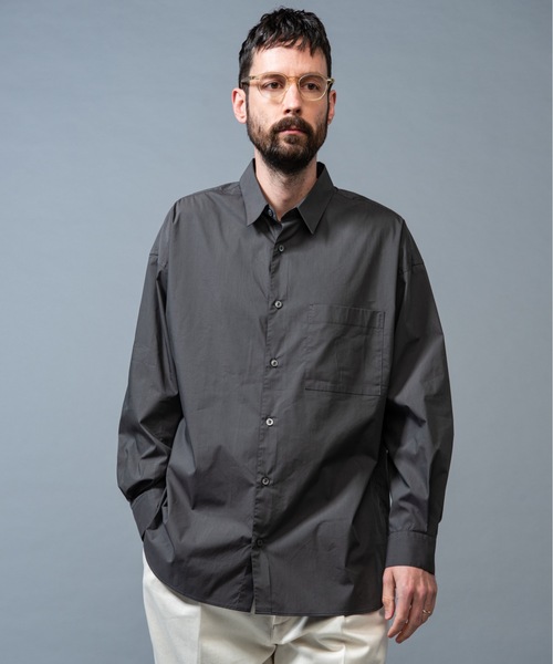MR.OLIVE(ミスターオリーブ)の「【セットアップ対応】エアファイバークロス / オーバーサイズ シャツ(シャツ/ブラウス・メンズ・チャコールグレー/ベージュ/カーキ・SMALL/MEDIUM/LARGE)」の2枚目の写真