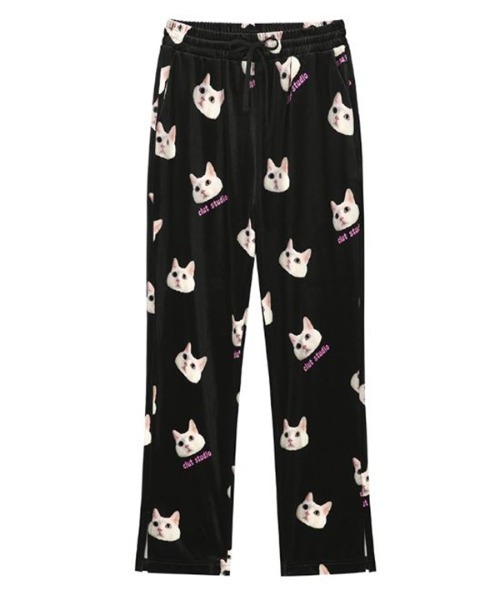 CLUT STUDIO ベルベットパンツ　猫 CLUTSTUDIO（クルロトスタジオ）の「【CLUT STUDIO 】cat velvet