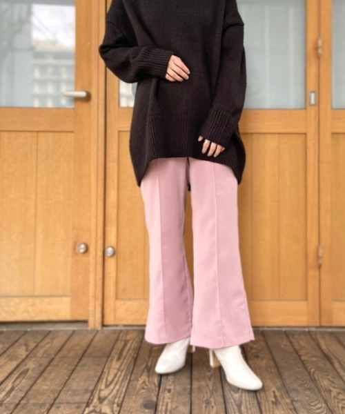 prose verse（プロズヴェール）の「サイドスリットセンタープレスパンツ（スラックス・レディース・ブラック/オリーブ/ピンク/グリーン・ﾌﾘ-）」の2枚目の写真