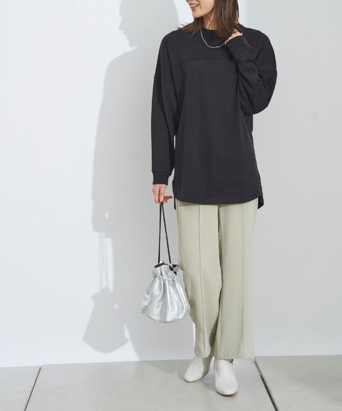 prose verse（プロズヴェール）の「サイドスリットセンタープレスパンツ（スラックス・レディース・ブラック/オリーブ/ピンク/グリーン・ﾌﾘ-）」の12枚目の写真