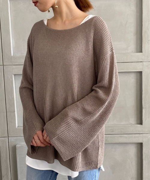 moment+（モーメントプラス）の「【2021S/S new arrival】透かし編みシアーニット（ニット/セーター・レディース・ブラック/パープル/ブルー/グリーン/アイボリー/モカ/ライトベージュ・M/L）」の4枚目の写真