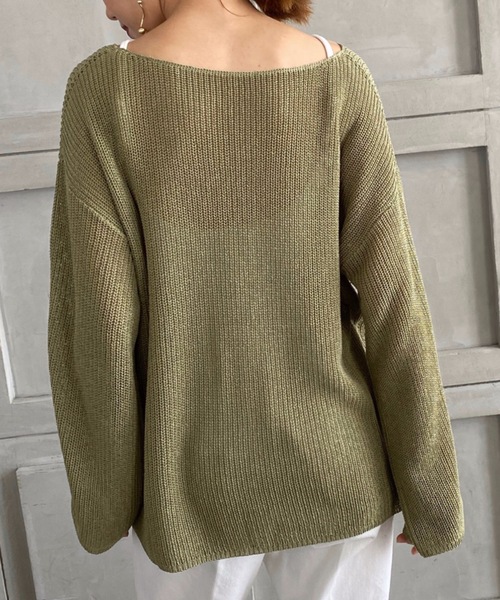 moment+（モーメントプラス）の「【2021S/S new arrival】透かし編みシアーニット（ニット/セーター・レディース・ブラック/パープル/ブルー/グリーン/アイボリー/モカ/ライトベージュ・M/L）」の10枚目の写真