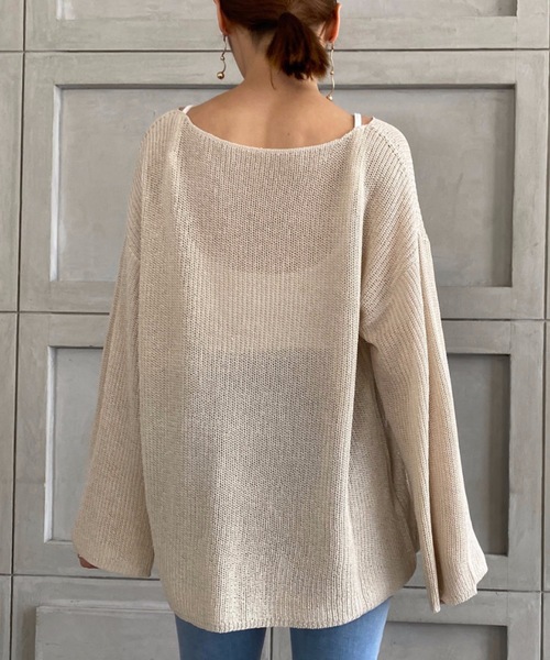 moment+（モーメントプラス）の「【2021S/S new arrival】透かし編みシアーニット（ニット/セーター・レディース・ブラック/パープル/ブルー/グリーン/アイボリー/モカ/ライトベージュ・M/L）」の8枚目の写真