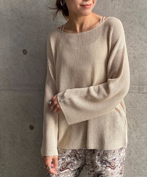 moment+（モーメントプラス）の「【2021S/S new arrival】透かし編みシアーニット（ニット/セーター・レディース・ブラック/パープル/ブルー/グリーン/アイボリー/モカ/ライトベージュ・M/L）」の9枚目の写真