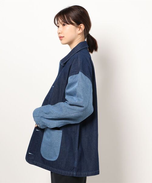 【ユニセックスで着用可能】デニムヒッコリー クレイジーパターン デニムジャケット / カバーオール