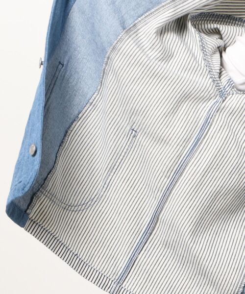 【ユニセックスで着用可能】デニムヒッコリー クレイジーパターン デニムジャケット / カバーオール