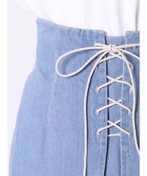 MERCURYDUO（マーキュリーデュオ）の「デニムレースアップタイトスカート（スカート・レディース・ライトブルー・SMALL/MEDIUM）」の14枚目の写真