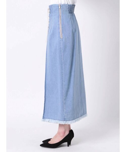 MERCURYDUO（マーキュリーデュオ）の「デニムレースアップタイトスカート（スカート・レディース・ライトブルー・SMALL/MEDIUM）」の20枚目の写真