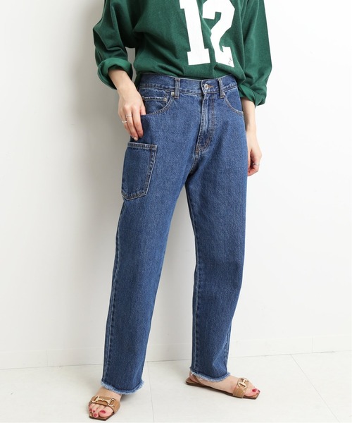 SLOBE IENA（スローブイエナ）の「LE DENIM クロップドテーパードデニムパンツ【洗濯機使用可能】◆（デニムパンツ・レディース・ブルー・40/38/36）」の14枚目の写真