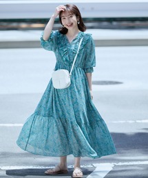 VIS | フロントフリルペイズリー柄ワンピース(ワンピース)