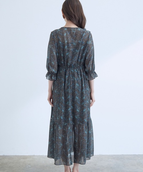 VIS（ビス）の「フロントフリルペイズリー柄ワンピース（ワンピース・レディース・ダークグリーン/ブラック系その他・FREE）」の5枚目の写真