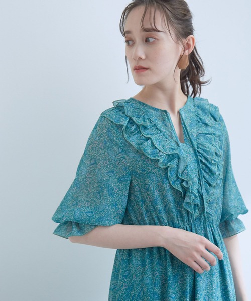 VIS（ビス）の「フロントフリルペイズリー柄ワンピース（ワンピース・レディース・ダークグリーン/ブラック系その他・FREE）」の16枚目の写真