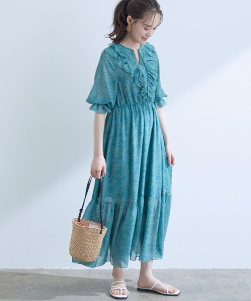 VIS（ビス）の「フロントフリルペイズリー柄ワンピース（ワンピース・レディース・ダークグリーン/ブラック系その他・FREE）」の22枚目の写真