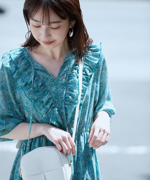 VIS（ビス）の「フロントフリルペイズリー柄ワンピース（ワンピース・レディース・ダークグリーン/ブラック系その他・FREE）」の21枚目の写真