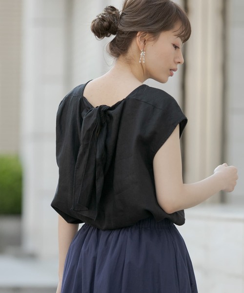 URBAN RESEARCH Sonny Label（アーバンリサーチサニーレーベル）の「『WEB限定』リネンバックリボンブラウス（シャツ/ブラウス・レディース・ブラック/ミント/ホワイト・FREE）」の19枚目の写真
