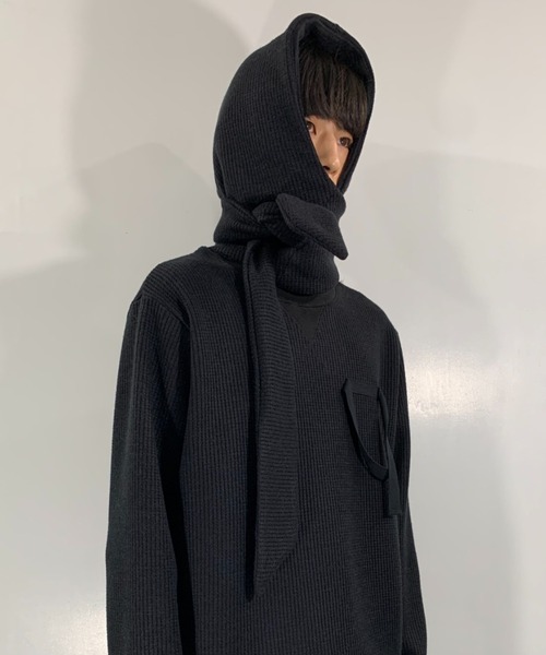 SYU.HOMME/FEMM（シュウ）の「SYU.HOMME/FEMM/シュウ/オム/フェム/Hoodie scarf long sleeve（Tシャツ/カットソー・メンズ・オフホワイト/ブラック/グレー・2/1）」の9枚目の写真