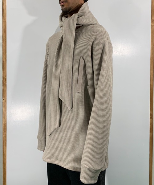 SYU.HOMME/FEMM（シュウ）の「SYU.HOMME/FEMM/シュウ/オム/フェム/Hoodie scarf long sleeve（Tシャツ/カットソー・メンズ・オフホワイト/ブラック/グレー・2/1）」の11枚目の写真