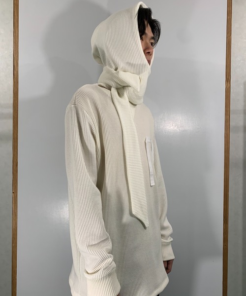 SYU.HOMME/FEMM（シュウ）の「SYU.HOMME/FEMM/シュウ/オム/フェム/Hoodie scarf long sleeve（Tシャツ/カットソー・メンズ・オフホワイト/ブラック/グレー・2/1）」の17枚目の写真